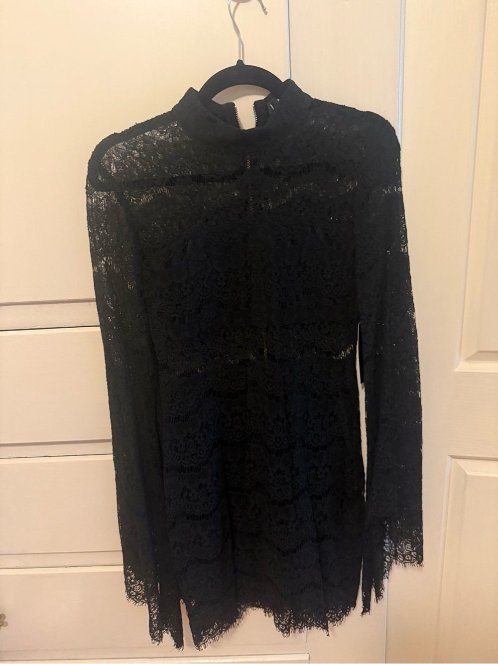 lululemon athletica Black Long-Sleeve Lace Dress